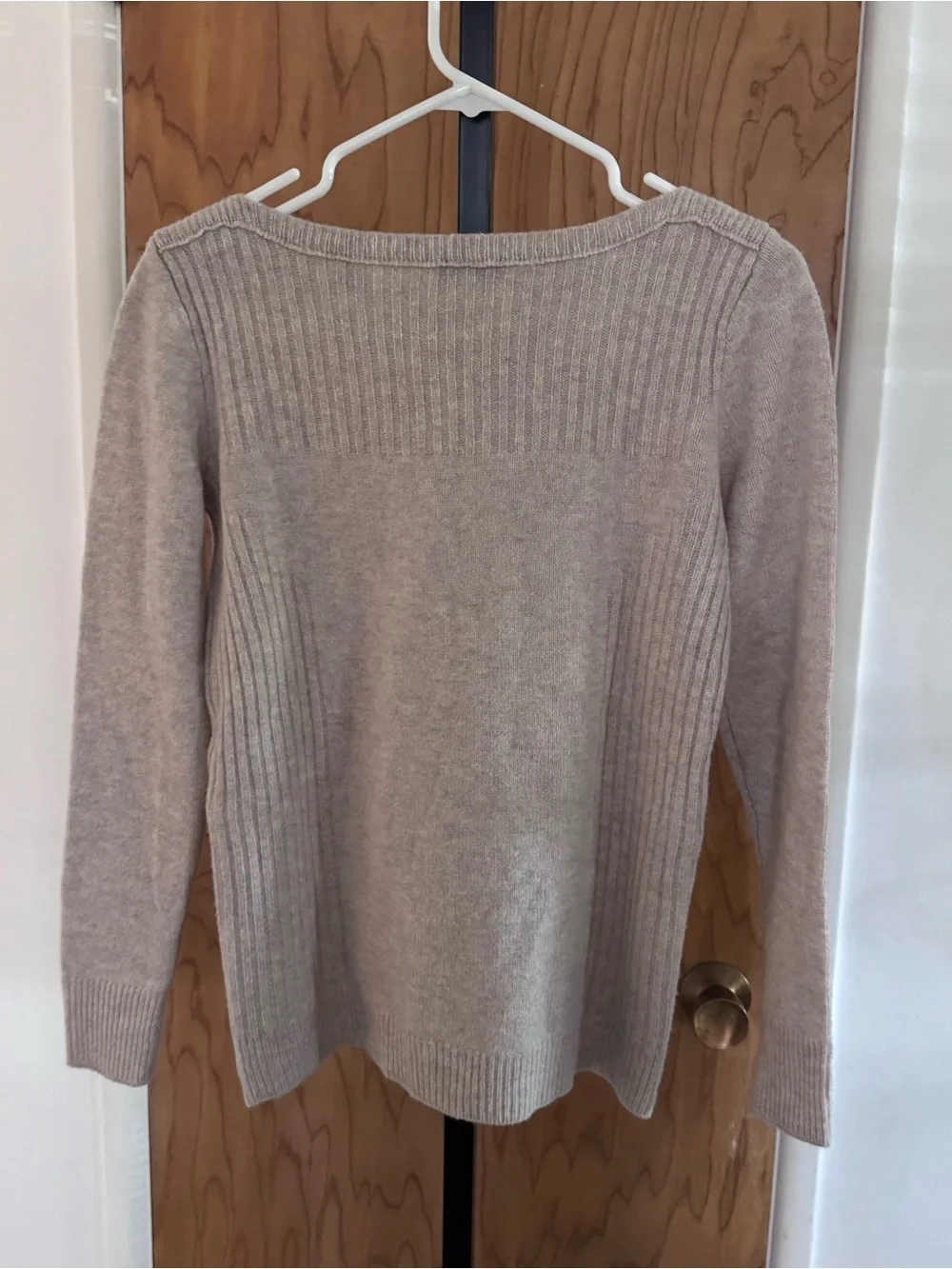 Madewell 100 % Merino wool Ribbed Yoke Button-Side Sweater cream XS